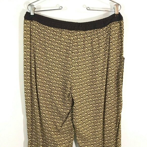 IVY JANE Pants Women Small Brown Yellow Relaxed Fit Elastic Waist Pockets NWT - Picture 4 of 7